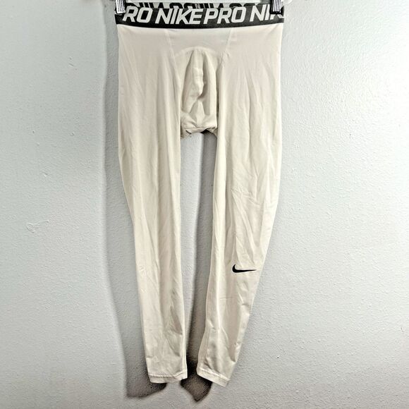 Nike‎ Pro Tights Mens Small Petite White Stay Cool Training - Picture 1 of 9